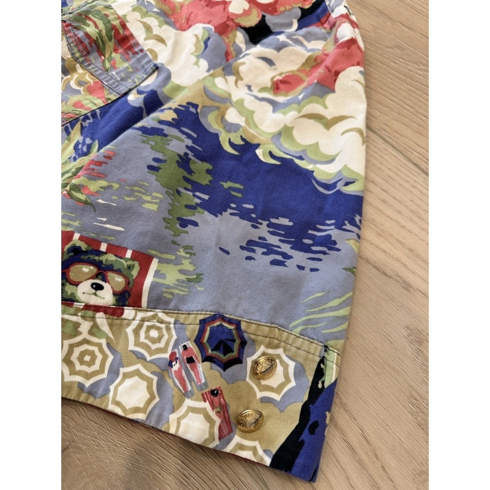 Antonette Sport Vintage Teddy Bear Beach Novelty Print Button Up Shirt Womens 14 - Picture 6 of 15